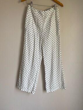 OLIVACEOUS polka dot pants large black and white